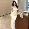 2026 Green Fairy Spaghetti Strap Floral Fishtail Dress – Petite, Sexy, Chic & Hip-Hugging