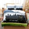 Steam Engine Duvet Cover King Queen Microfiber Vintage Locomotive In Countryside Scenery Green Grass Train Pattern Bedding Set