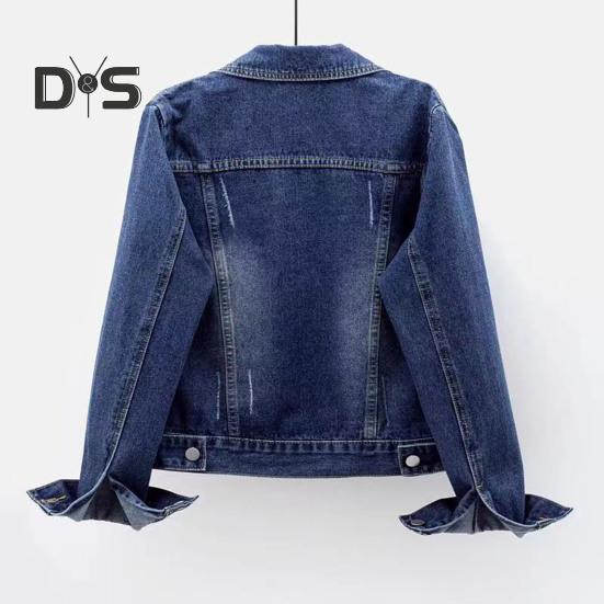 Damen Jacke Umlegekragen Langarm Einreihig Einfarbig Knöpfe Brusttaschen Slim Fit Denim Hip Hop Streetwear Lady Coat