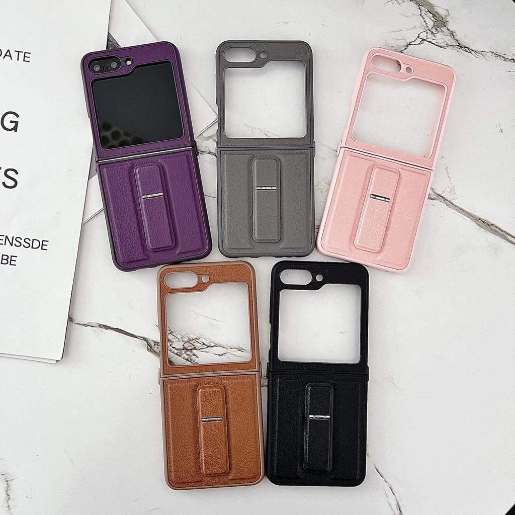 PU Leather Phone Case With Kickstand for Samsung Galaxy Z Flip 7 6 5 4 3 Flip6 Protective Cover