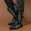 Winter Fashion Designer New High Tops Embroidery Pattern Western Cowboy Boots for Men's Casual Luxury Brand High-top Shoes
