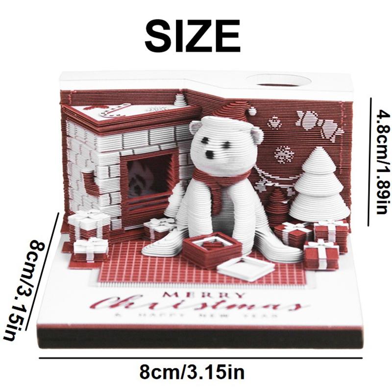 Time Piece Kalender 2026 Skrivebordskalender Med LED-lys 3D Avrivningskalender Papirskjæringskunst Notatblokk Julegave