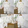 Baby Warmth Cotton Toddler Pajamas With High Waist And Ribbed Pants For Winter And Fall