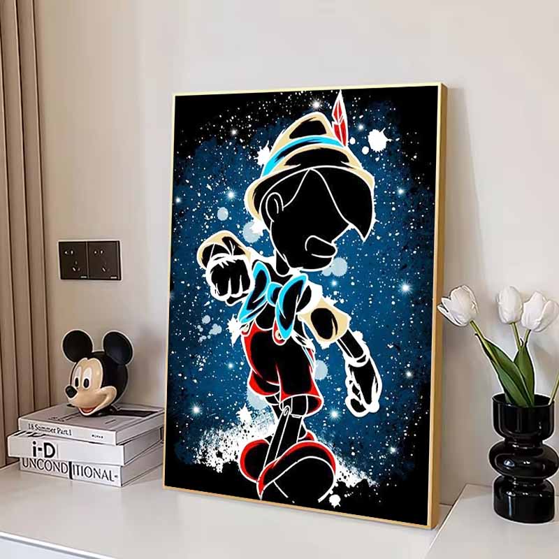 Disney Diamond Painting Pinocchio Silhouette Style Art Illustration 5D Cross Stitch Hanging Print 5D Puzzle Mosaic Embroidery Home Decoration