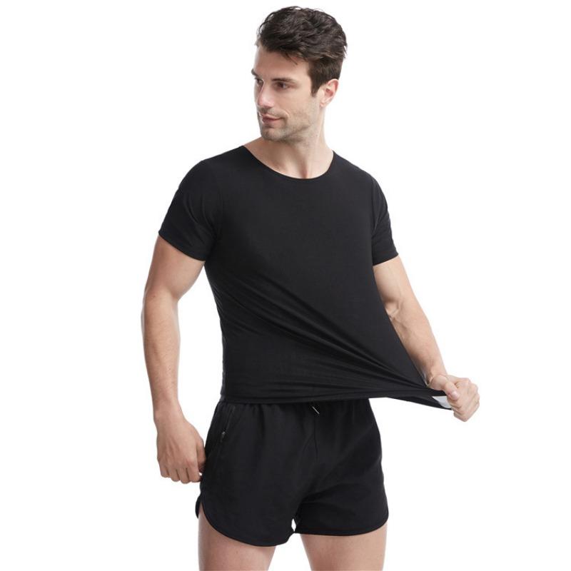 Plus Size Men Short Sleeve Waist Trainer Sauna Sweat Shapewear Fitness Abdomen Control