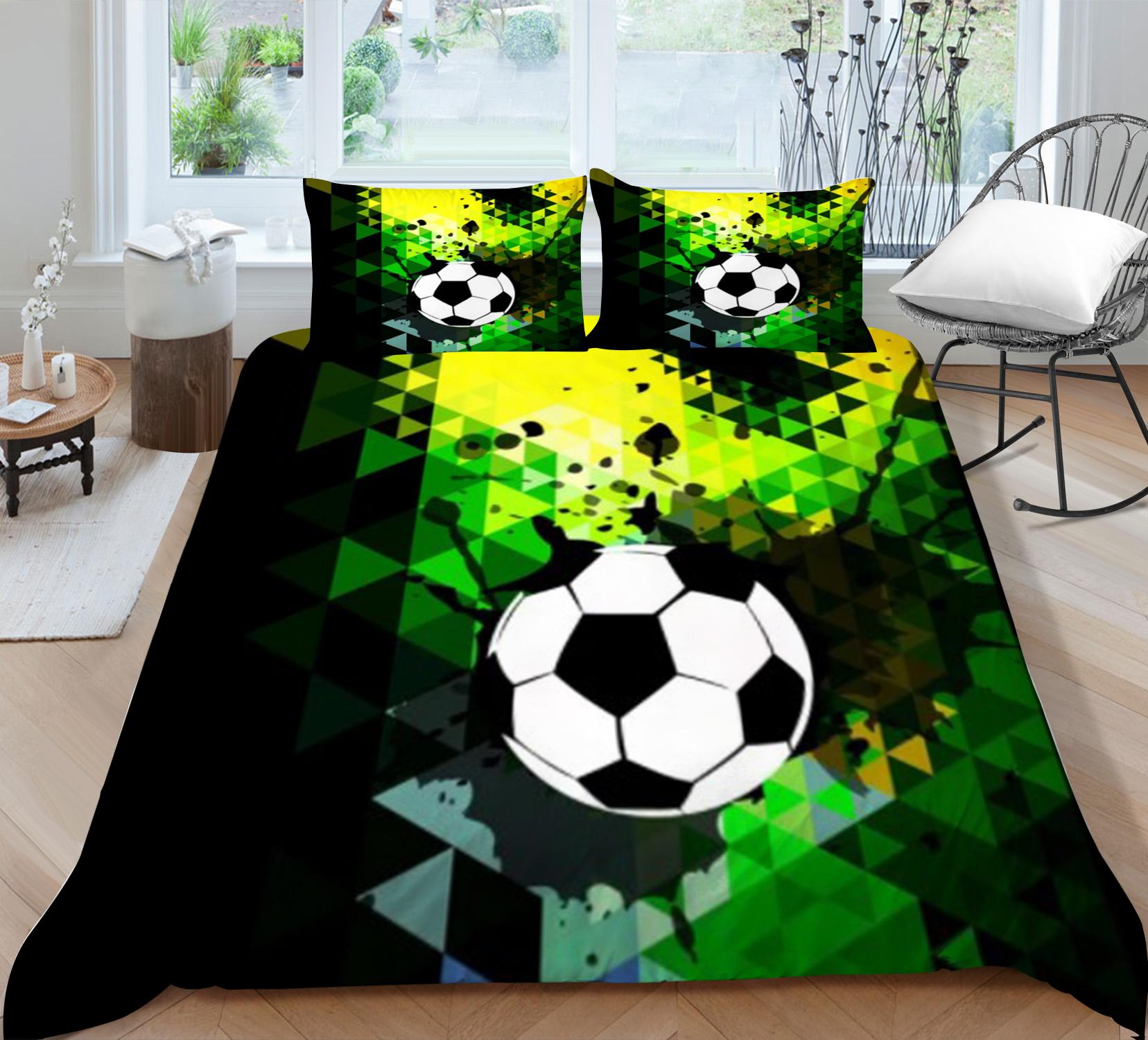 

3D футбольный дизайн, детский комплект постельного белья, комплект постельного белья, домашнее постельное белье, постельное белье для спальни, наволочка, полиэстер Single 135x200cm