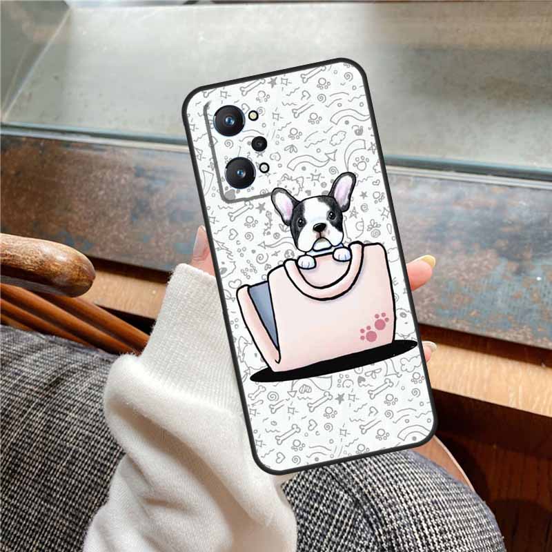 

Чехол для Realme 11 12 13 14 Pro Plus C53 C55 C51 C25 C63 C61 C65 C67 C71 C75 GT6 GT7 15 Pro с французским бульдогом Realme C21Y C25Y