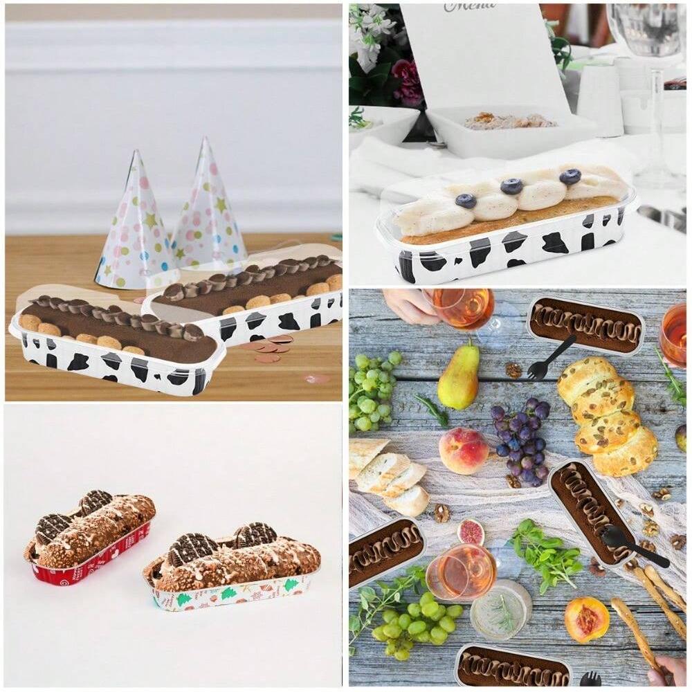 Rectangular Disposable Baking Pan Muffin Jar Brownie Dish Mold Bread Muffin Container for Lifting Tassel Cake Pudding Egg Tart