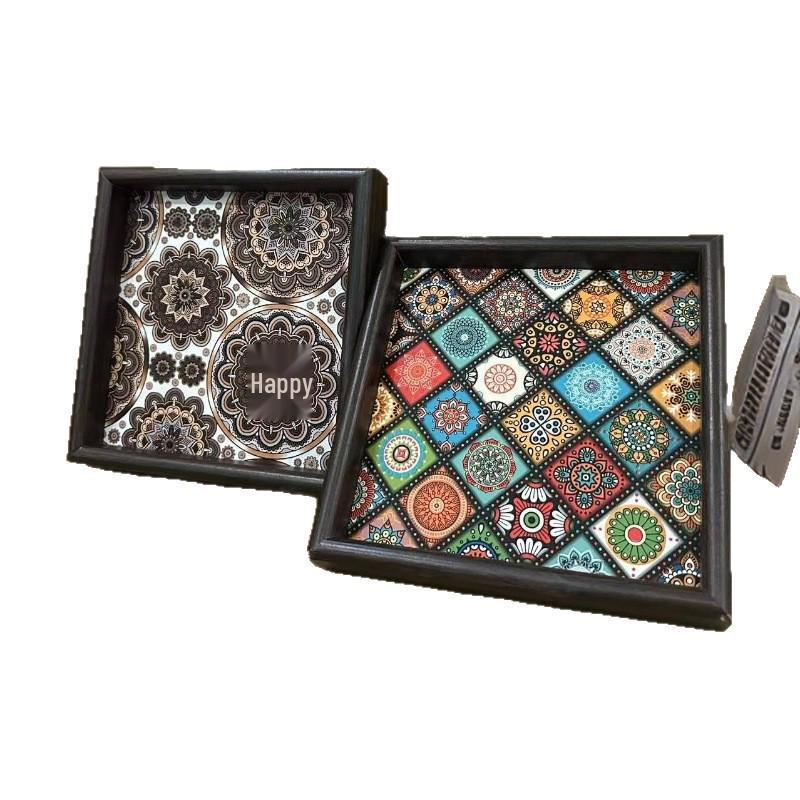 Luxuriöses gewebtes Leder Tablett: Rechteckige Dekoplatte für Obst & Schmuck