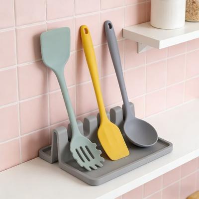 Silicone Kitchen Utensil Holder Heat-resistant Spoon Holder Suitable for Stove Cooking Baking Tool Storage