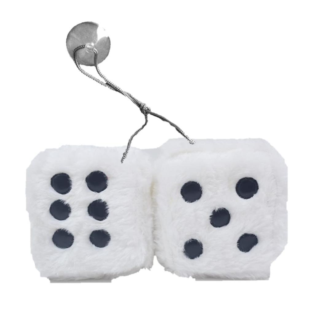 ST TS Car Decoration, Room Mirror Dice Hanging Ornament, Plush Hanging Dice, Car Interior Decoration Truck Accessory (02 White)