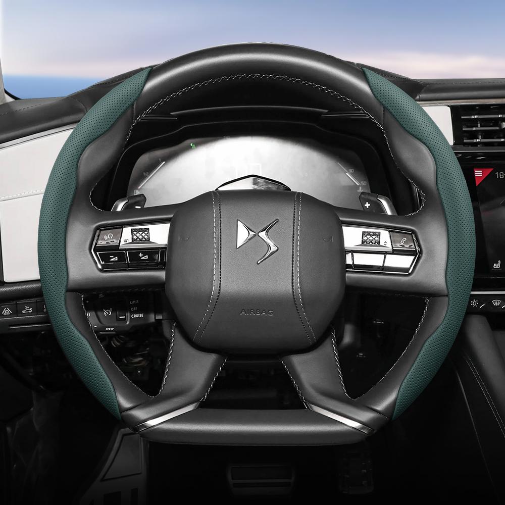 bpzsw1 Suitable for Ds Breathable Hole Leather Steering Wheel Cover Segmented Quick Release Design Non-Slip Durable 3 4 5 6 7 9 Crossback E-Tense
