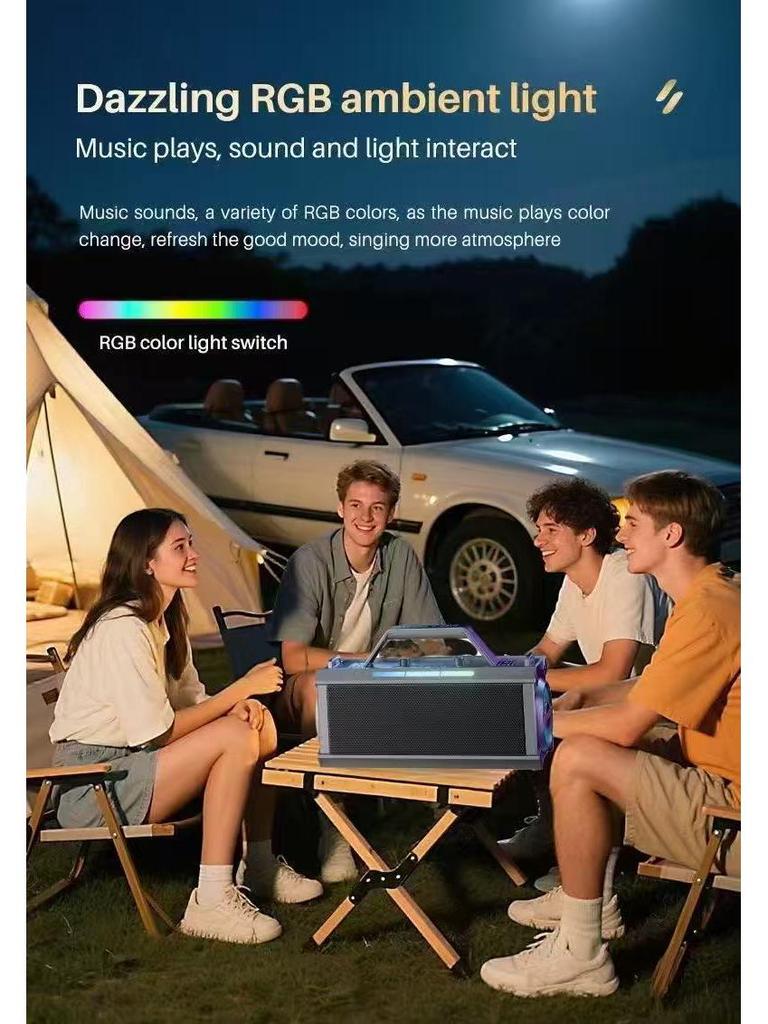 Uzun Pil Ömrüne Sahip A22 Yüksek Güçlü 60W Taşınabilir Bluetooth Karaoke Hoparlörü