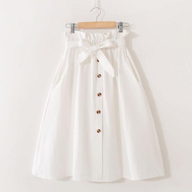 

Female High Waist Slim Skirt Body con Stretch Casual Skirt One Size білий