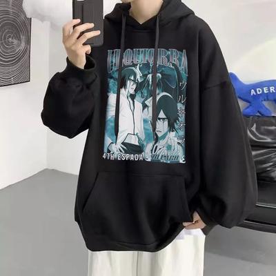 Japan Anime Bleach Ulquiorra Cifer Printed Hooded Men Women Manga Hoodies Loose Casual Sweatshirt Harajuku Male Streetwear