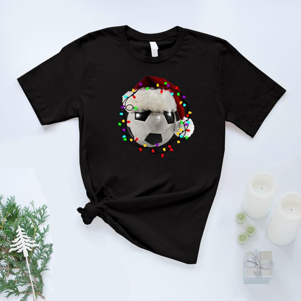 Football Christmas T Shirt Printed Soccer Xmas Football Fan Christmas Gift Tee Unisex T-Shirt S