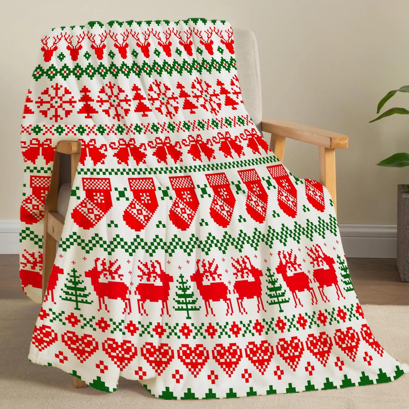 

Christmas Creative Throw Flannel Print Blanket Super Soft Cozy Sofa Nap Home Blanket Perfect Home Gift for Her 75x100cm (30x40inch)