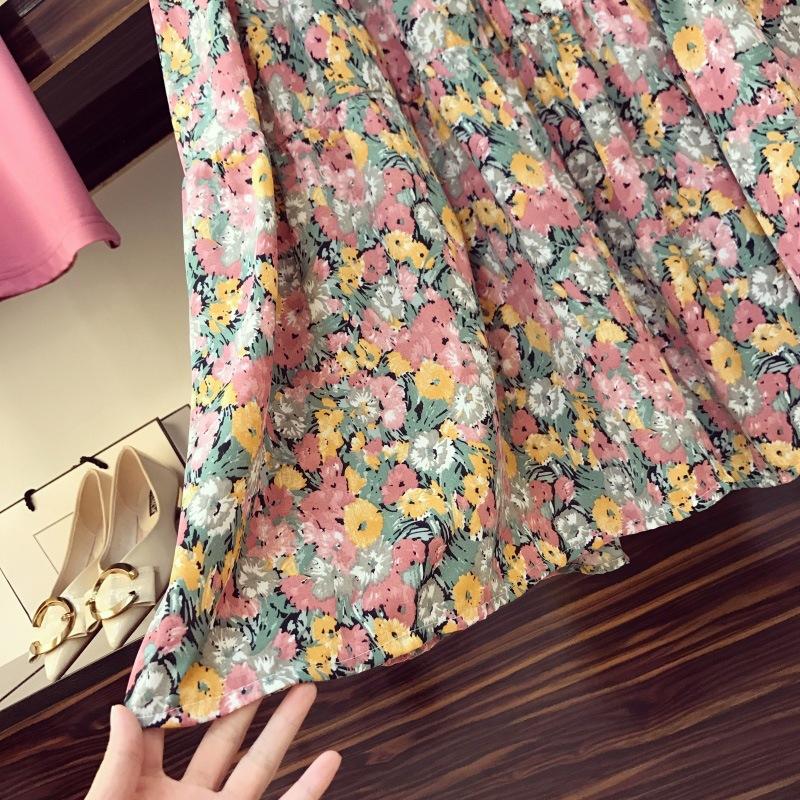 Cotton-containing Plus Size Women's Clothing for Fat Girls in Summer To Reduce Age and Cover The Flesh To Look Slimming Floral Skirt Two-piece Set