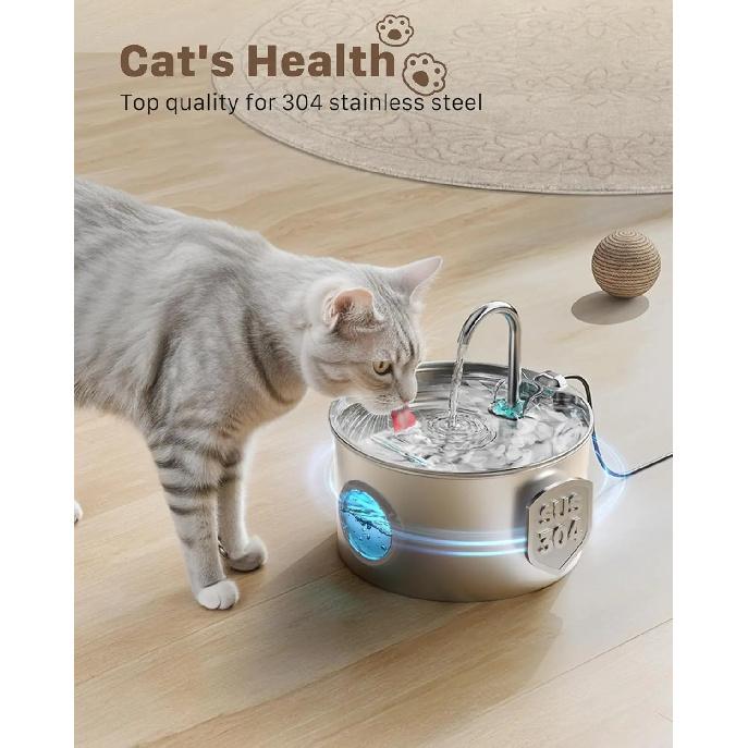 ZYFeeder 2.2L Cat Auto Drinking Water Dispenser Smart Dogs Fountain Pet Water Dispenser Feeder Window Stainless Steel Water Bowl