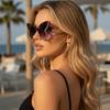 Tint Color Butterfly Sunglasses UV Protection Rimless Sun Glasses Cat Eye Sunglasses  for Women