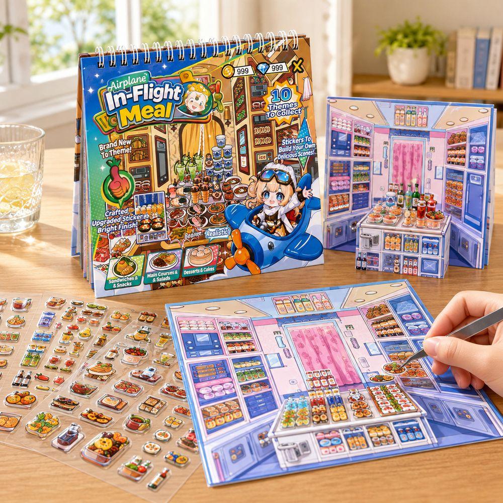 Paper Sticker Book Airplane Theme Miniature Scene Sticker Landscape Sticker Stationery Supplies