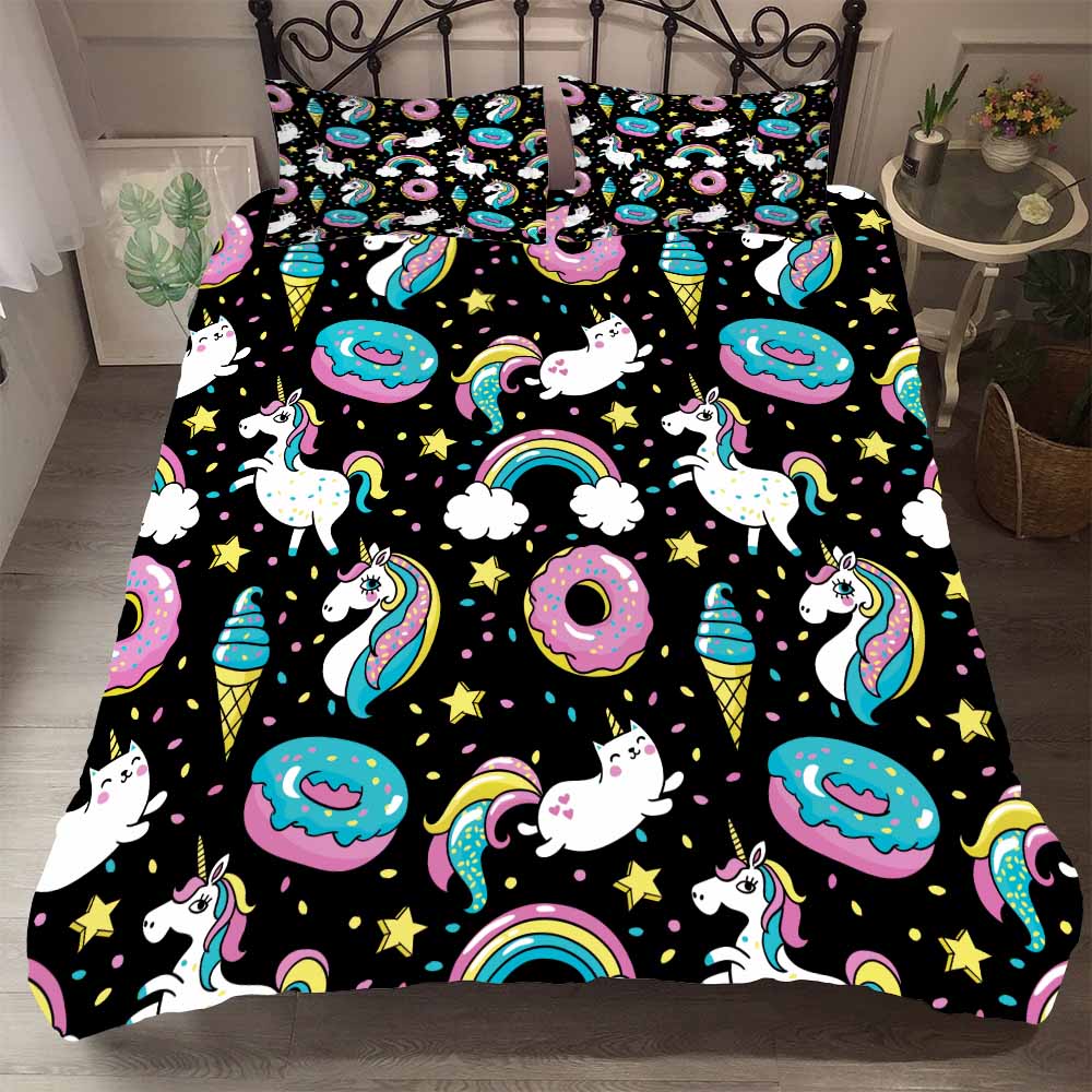 Bedclothes  Unicorns Beding Bed Set Microfiber Fabric Gray Duvet Sets Kids Size Rose Unicorn Bedding Sets Doudou Cover Bed