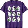 T-shirt Graphique Mignon Fantôme Tenant un Trèfle Saint-Patrick Cadeau Irlandais Drôle T-shirt Casual à Manches Courtes