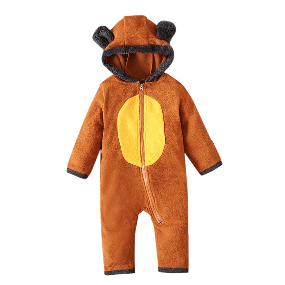 

Осінньо-зимовий теплий комбінезон-комбінезон для новонароджених хлопчиків і дівчаток із ведмедиком і капюшоном на блискавці для 0-3 років 100 коричневий