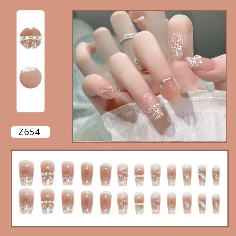 

Gentle Whitening Spring Small Fragrant Wind Pearl Manicure Cute Short Ballet Manicure Wearable Manicure Piece
