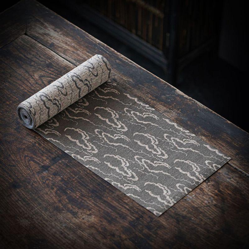 

Chinese Style Tea Mat Waterproof Dry Pour Seats Zen Fabrics Table Runner Tea Table Mat Tea Ceremony Japanese Style Tea Table Bench Tea Cloth Cushion Xiangyun Deep Cafe (20cm) 150cm long