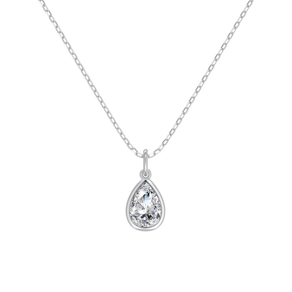 Elegant European Style S925 Sterling Silver Water Drop Pendant Necklace for Women - Sparkling 7x10MM Design, Perfect for Weddings and Banquets. S925 silver