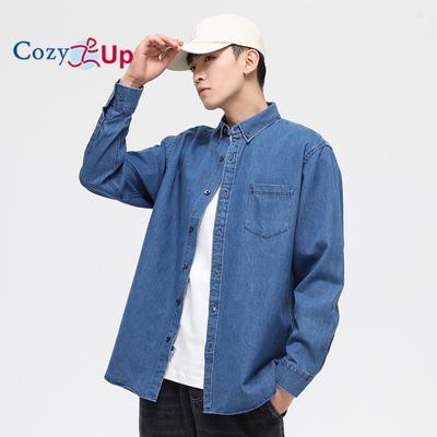 Cozy Up Mens Denim Shirts Casual 100% Cotton Long Sleeve Button Down Shirt