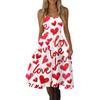Women's Valentine's Day Love Heart Print Sexy Off Shoulder Vintage Dress