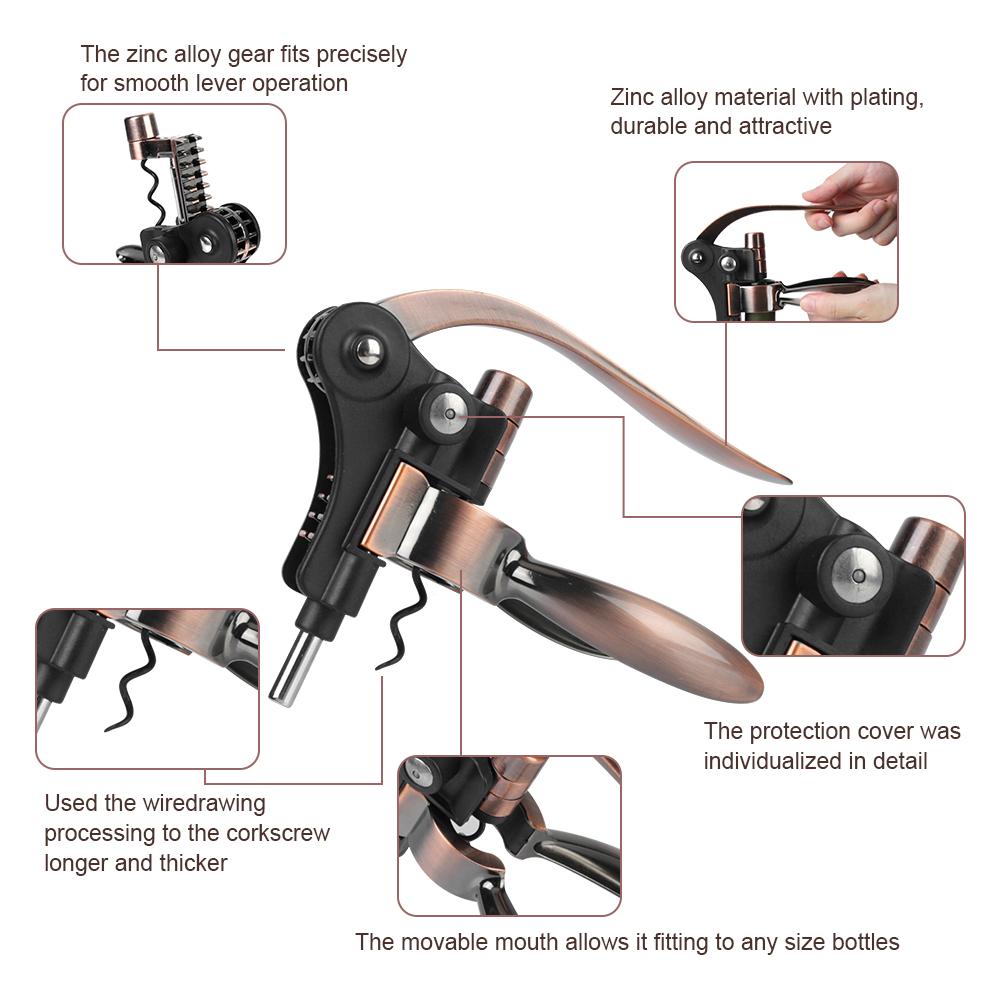 Bottle Opener Rabbit-Shaped Zinc Alloy Kitchen Tools Bar Lever Corkscrew Wine Opener Barware