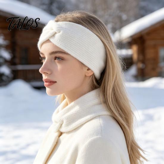 Wide Headband for Winter Sports Women Headband, Twist Knot Knitted Thick Warm Ear Cozy Protection Skiing Warmers, Head Wrap Cold Weather Autumn