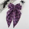 Ghost Pattern Hairpin Halloween Silky Satin Hair Bows, Big Ribbon Bow Clips, Oversized Long Tail Barrettes, Party Accessory Cute Pumpkin Witch