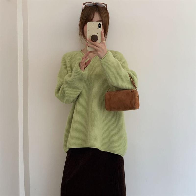 Soft Waxy Temperament Pullover Sweater Women Wear Autumn and Winter New Lazy Style Gentle Collar Long-sleeved Knitted Sweater Top Women