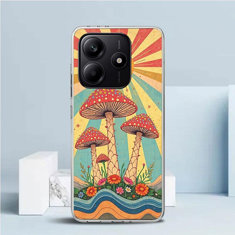 Boho Hippy Mushroom Sunrise Soft Cover for Xiaomi Redmi Note 15 14 13 12 Pro Plus Phone Case 14S 11S 11T 11E 10S 10 4G Pattern S