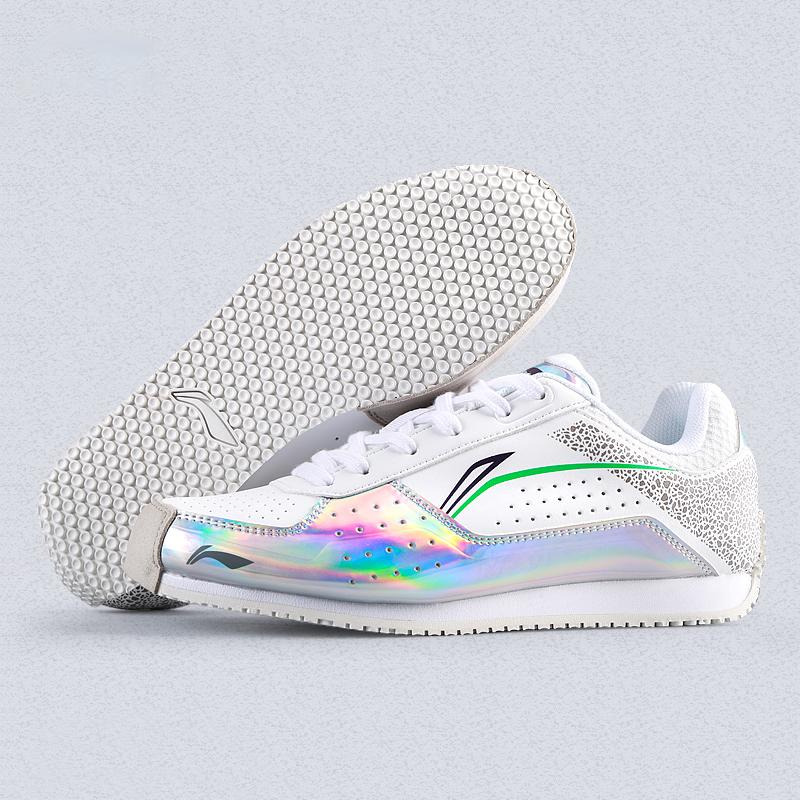 Li-Ning Comfortable Non-Slip Wear-Resistant Lightweight Low-Top Training Shoes Unisex Sneakers Silver LDAT101-1