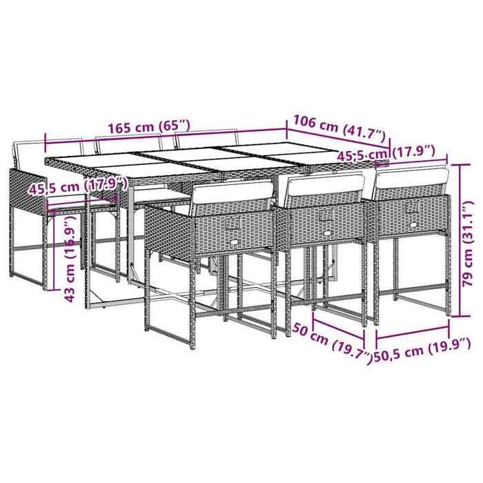VidaXL Garden Dining Set and Cushions 7 Pcs Grey Rattan 3211274