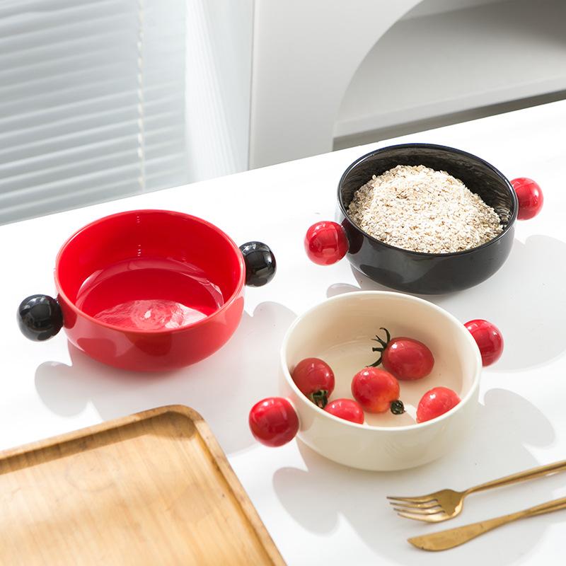 Creative Contrast Color Ceramic Salad Bowl High Value Home Microwave Oven Baked Rice Bowl Baked Bowl Instant Noodle Bowl Soup Bowl Breakfast Bowl