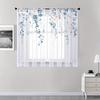 2PC Indigo & Gold Watercolor Floral Vine Sheer Curtains - Elegant Botanical Window Drapes for Kitchen & Living Room