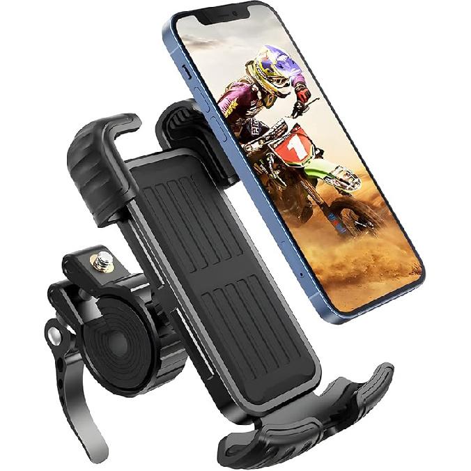 Bike Motorcycle Phone Mount,[Super Stable Metal] Bike Motorcycle Phone Holder With Security Lock, Bicycle Phone Mount With Soft Cushion & Adjustable