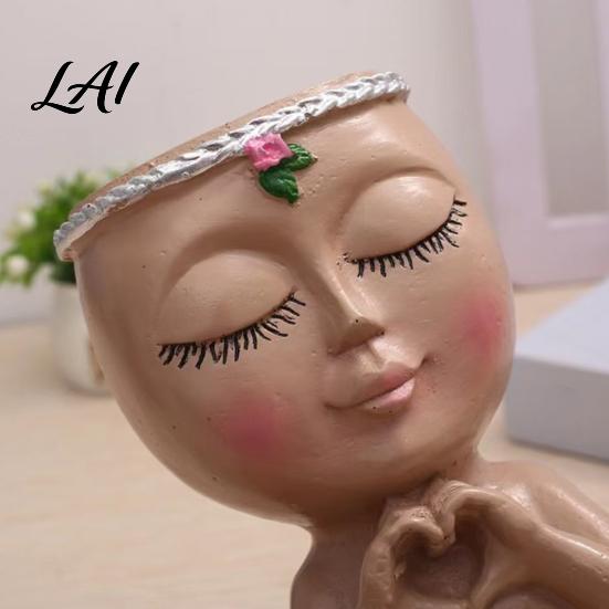 Artistic Sculpture Flower Pot Face Planter Pot Cute Resin Head Vase for Succulents Flowers Decorative Pots Unique Indoor Bedroom Desk Shelf