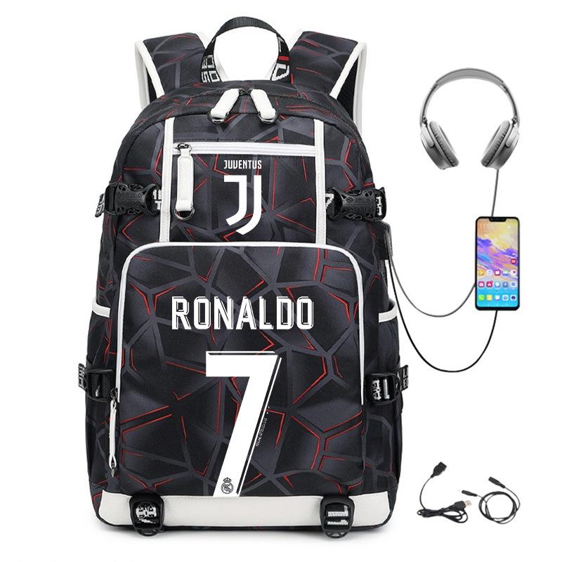 Football Star Cr7 Peripheral Personality Print Youth Backpack Large Capacity Leisure Travel Bag