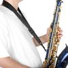 Saxofonový řemínek na krk s tlustým měkkým polstrovaným saxofonovým páskem s nastavitelnou přezkou Černý háček pro barytonový alt tenor soprán sax