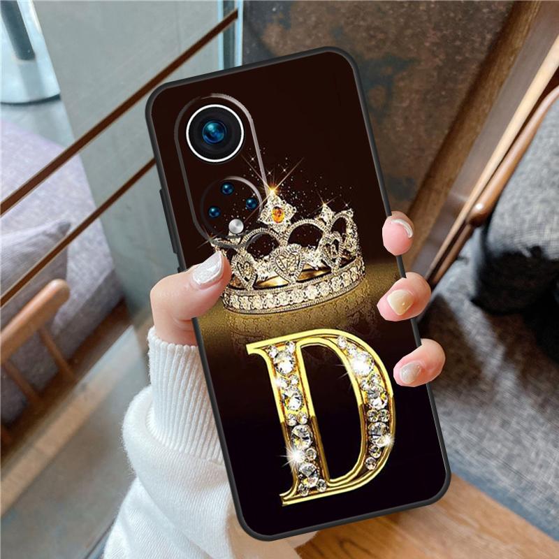 Letter Monogram Gold Marble Case For Honor Magic 5 Pro 50 70 90 Lite X6 X7 X8 X9 8X 9X Honor X7a X6a X8a X9a X9b Cover