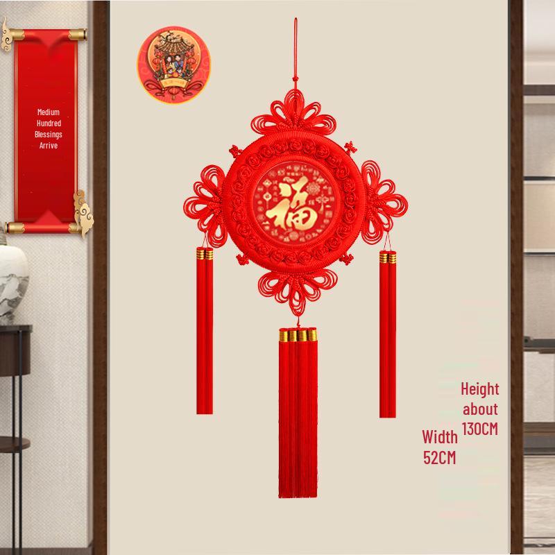 Large Chinese Knot Pendant - Fu Character Ornament for Living Room, Foyer & Entrance, New Year Decoration