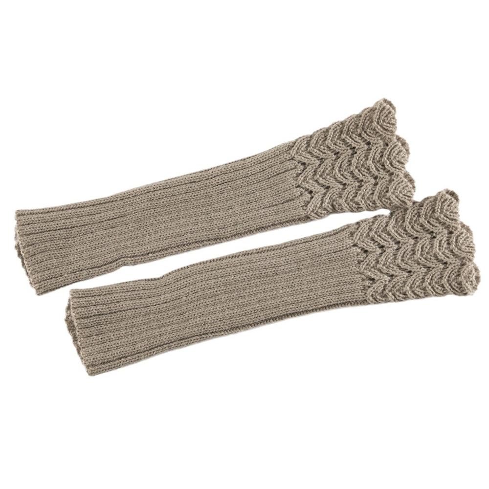 A Pair Women Knitted Warm Half Gloves Autumn Winter Fingerless Gloves Girls Solid Color Wrist Protection Arm Warmers