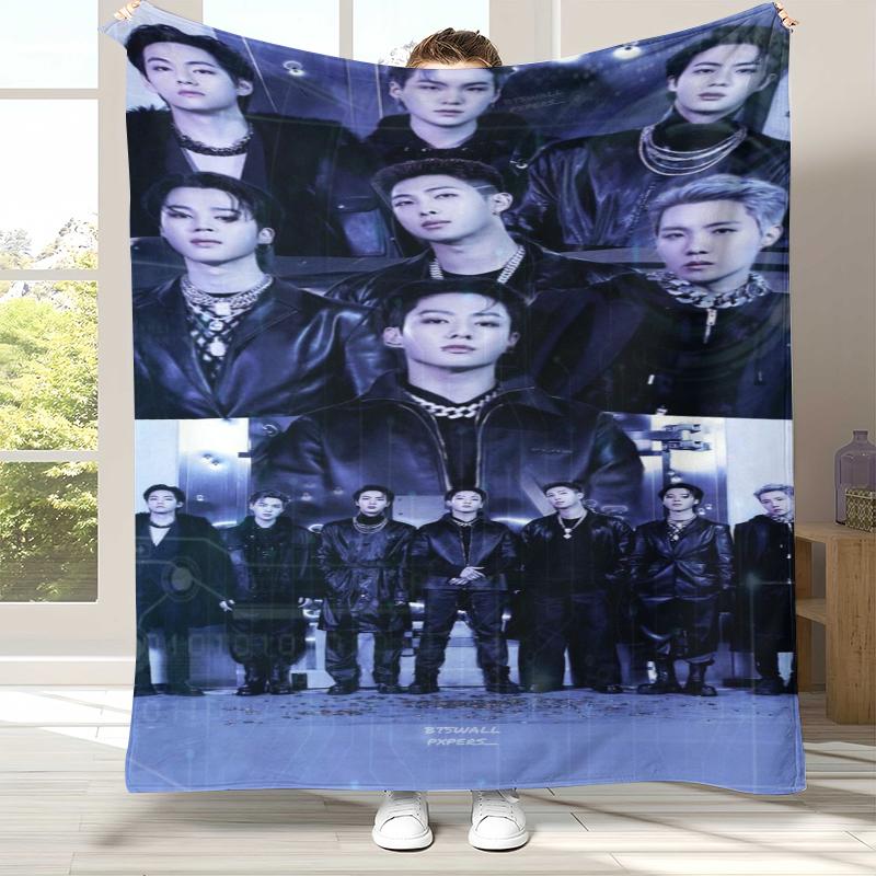 Modische B-BTS Kpop Flanelldecke, Ultraweiche Warme Plüschdecke für Zuhause Schlafzimmer Bett Sofa Abdeckung Büro Camping Picknick Geschenk